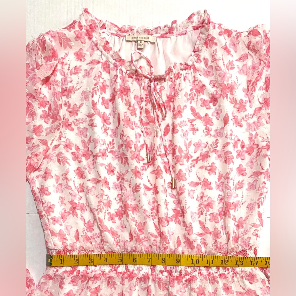 Skies&Blue Womens M Pink White Floral Dress Cottagecore Preppy Feminine Fairy - Picture 11 of 16